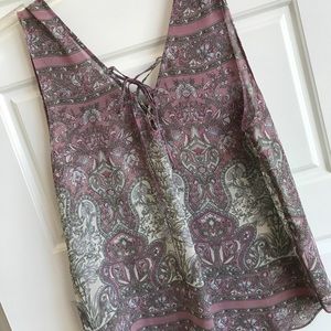 Urban Outfitters Vneck Paisley Lavender Tie Tank